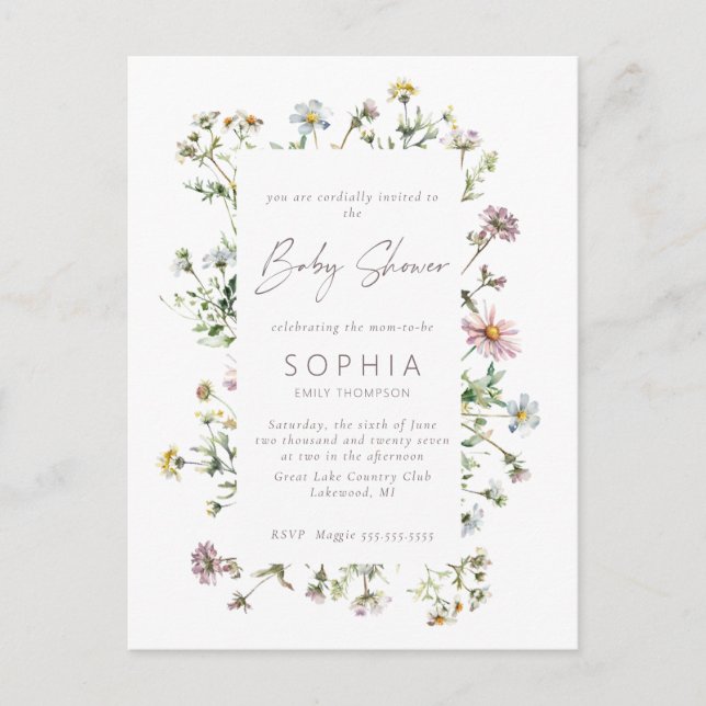 Wildblume auf der Wiese, zarte Kinderdusche Postkarte (Vorderseite)