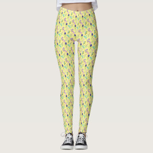 Wildblume auf gelben Print-Multiprint-Leggings Leggings