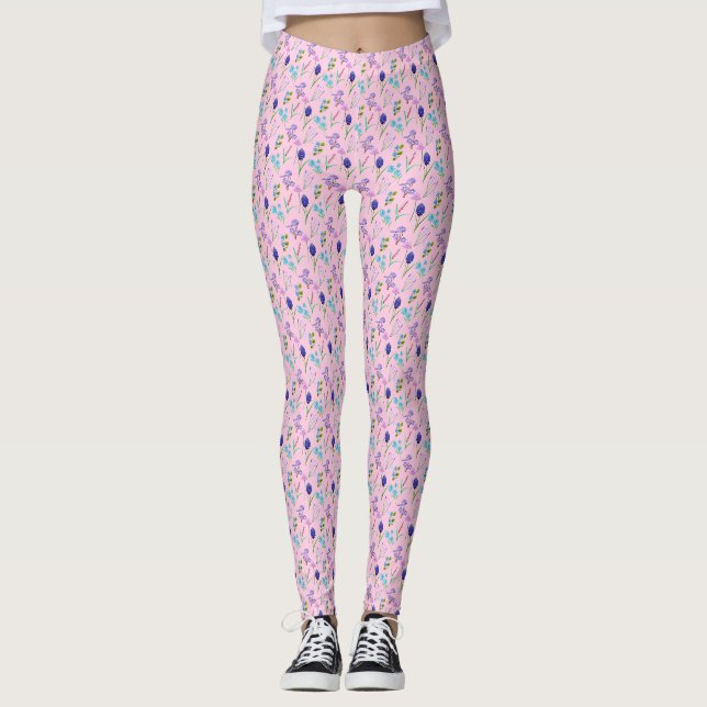 Wildblume auf rosa Print All-Over-Print-Leggings Leggings (Vorderseite)