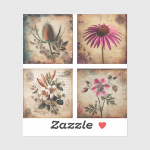 Wildblume auf Vintagem Hintergrund Aufkleber