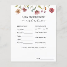 Wildblume Baby Advice and Predictions Card