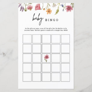 Wildblume Baby Dusche Floral Baby Bingo Spielkarte