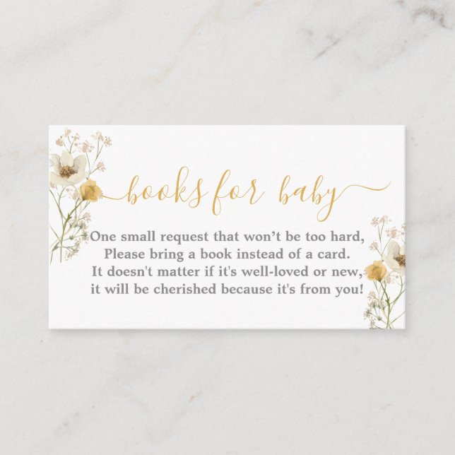 Wildblume Baby Dusche Mädchenkarte Begleitkarte (Vorderseite)