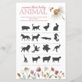 Wildblume Baby Dusche Name the Baby Animal Game