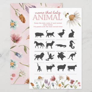 Wildblume Baby Dusche Name the Baby Animal Game