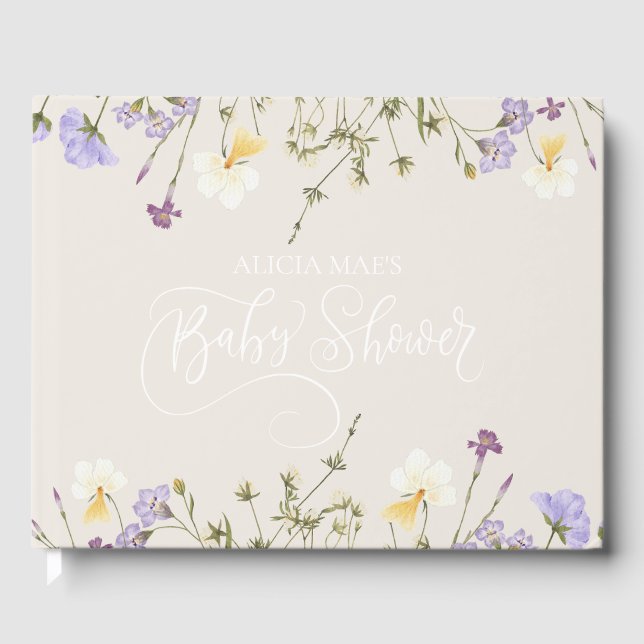 Wildblume Baby Dusche Personalisiert Gästebuch (Vorderseite)