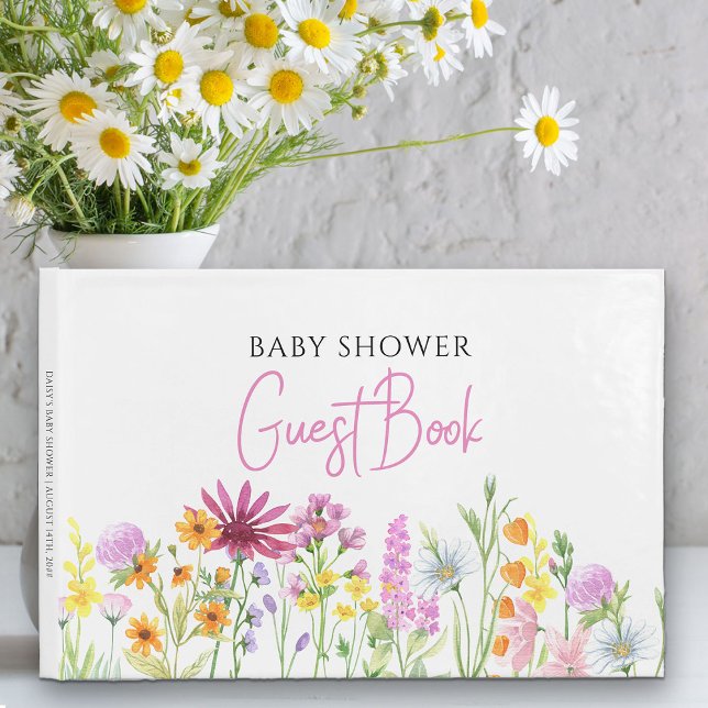 Wildblume Baby Dusche Personalisiert Gästebuch (Guest Book which you can customize for any occasion from my Wildflower Meadow collection)