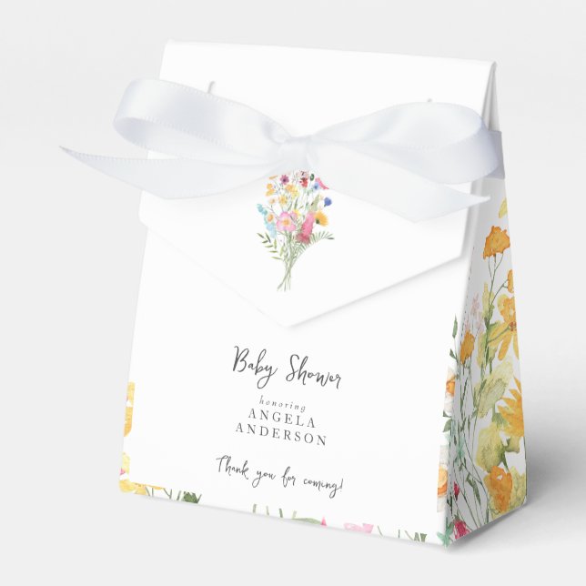 Wildblume Baby Dusche Vielen Dank Gefallen Box Geschenkschachtel (Vorderseite)
