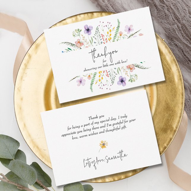 Wildblume Baby Dusche Vielen Dank Mitteilungskarte (Wildflower baby shower thank you note cards)