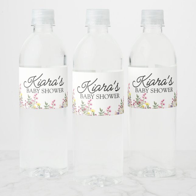 Wildblume Baby Dusche Wasser Flasche Etikett (Flaschen)