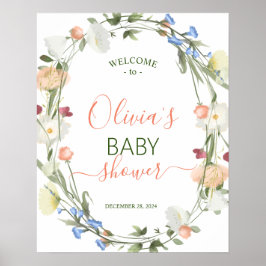 Wildblume Baby Dusche WELCOME Zeichen Poster