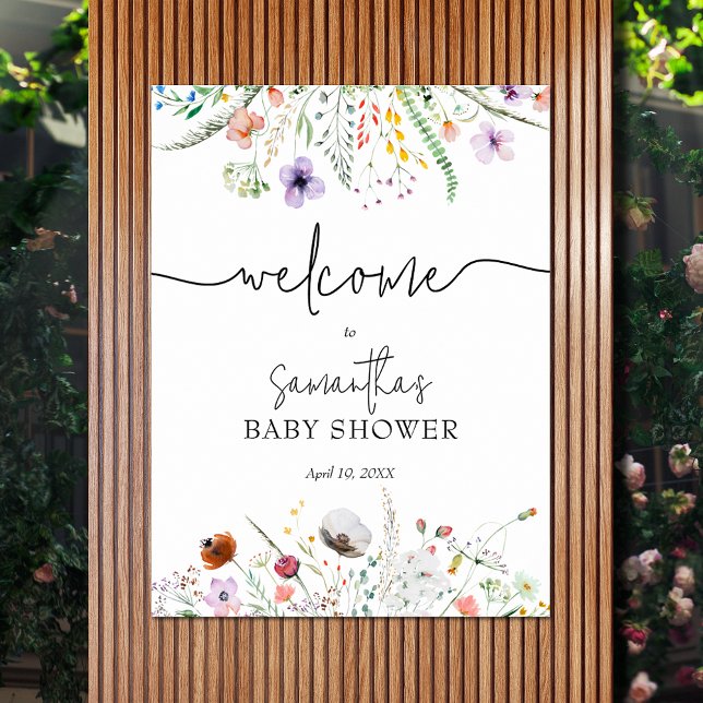 Wildblume Baby Dusche Willkommen Poster (Wildflower Baby Shower Welcome Poster - order INSTANT DOWNLOAD or PRINTED)