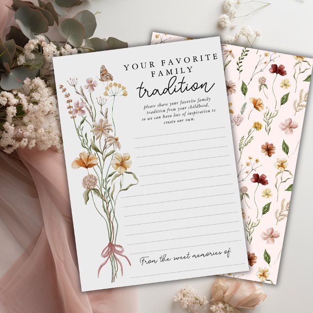 Wildblume Baby Duwer Family Traditionskarte Einladung (Wildflower Family Tradition Baby Shower Keepsake)