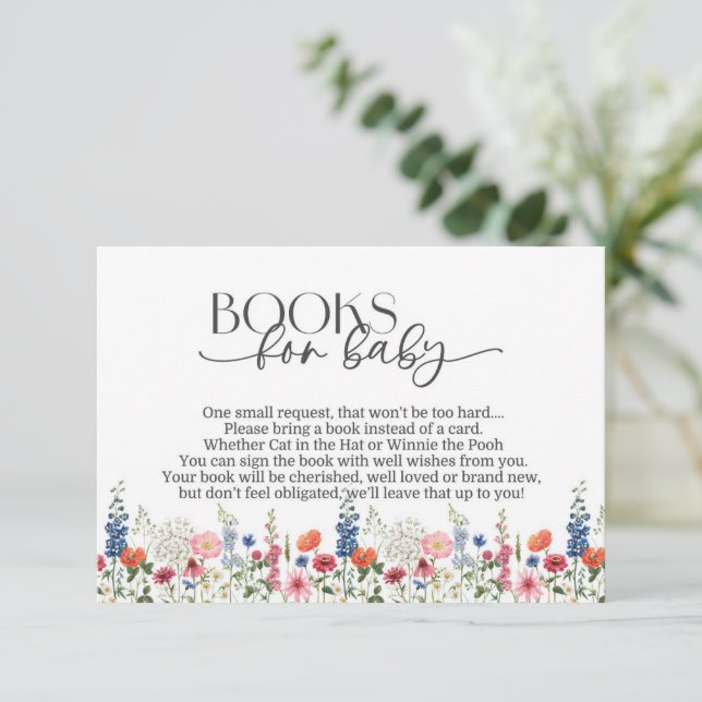 Wildblume Baby in Bloom Baby Duschbücher Beilage Begleitkarte (Stehend Vorderseite)