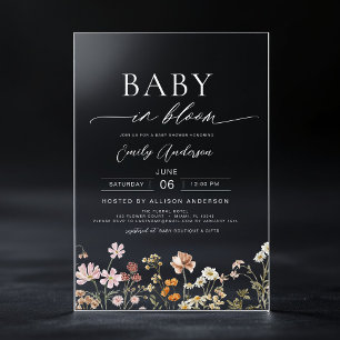 Wildblume Baby in Bloom Baby Dusche Acryleinladungen