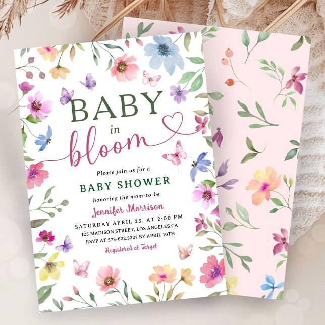 Wildblume Baby in Bloom Baby Dusche Boho Girl Einladung (Von Creator hochgeladen)