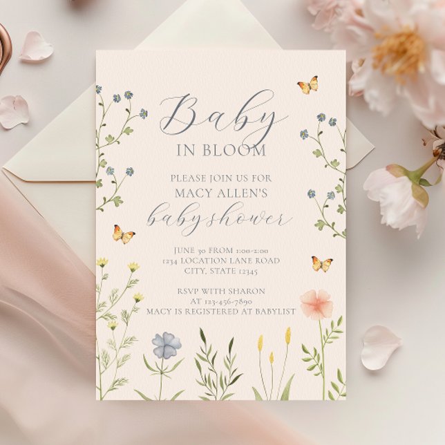 Wildblume Baby in Bloom Baby Dusche Einladung (Von Creator hochgeladen)