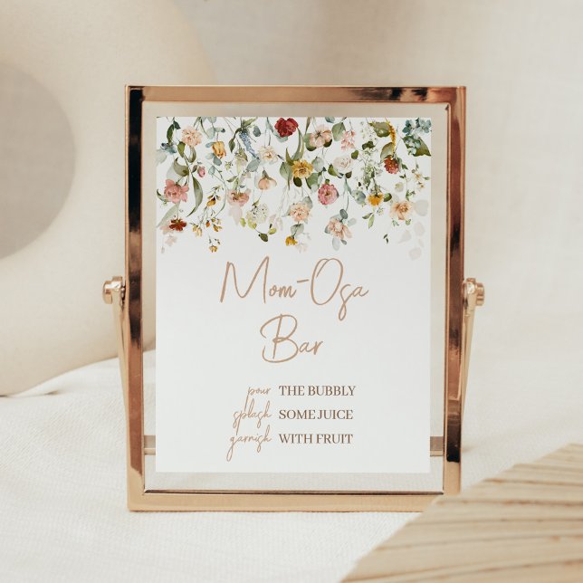 Wildblume Baby in Bloom Baby Dusche Mama Osa Bar Poster (Boho Spring Floral Baby Shower Mom Osa Bar Sign)