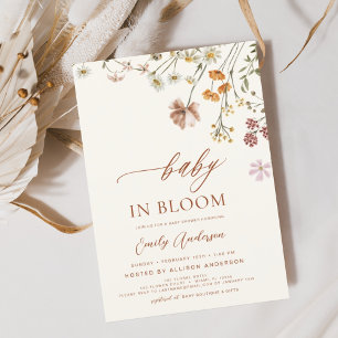 Wildblume Baby in Bloom Baby Dusche Terracotta Einladung