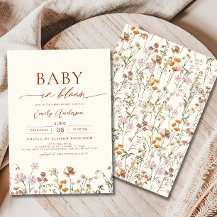 Wildblume Baby in Bloom Baby Dusche Terracotta Einladung