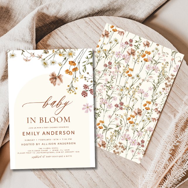 Wildblume Baby in Bloom Baby Dusche Terracotta Einladung (Von Creator hochgeladen)