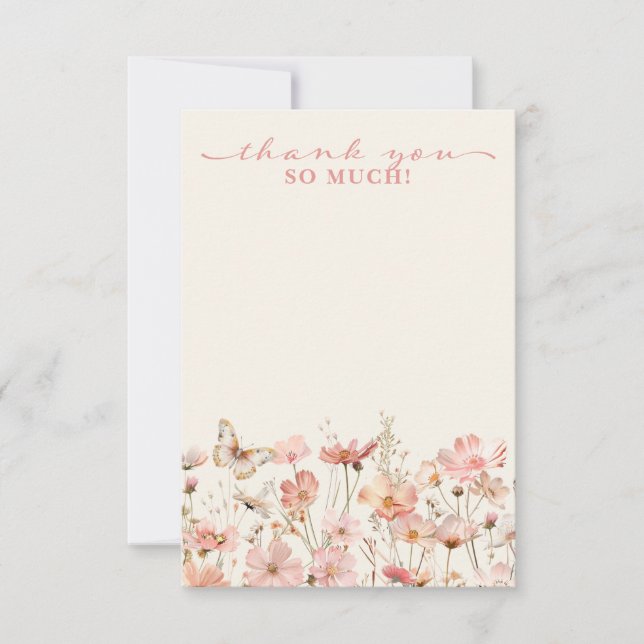 Wildblume Baby in Bloom Baby Dusche Vielen Dank Dankeskarte (Vorderseite)