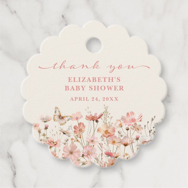 Wildblume Baby in Bloom Baby Dusche Vielen Dank Geschenkanhänger (Vorderseite)