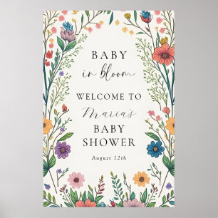 Wildblume Baby in Bloom Baby Dusche Willkommen Poster