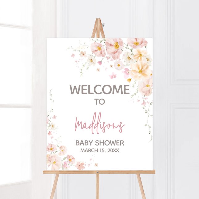 Wildblume Baby in Bloom Baby Dusche Willkommen Poster (Baby in Bloom Baby Shower Welcome Sign)