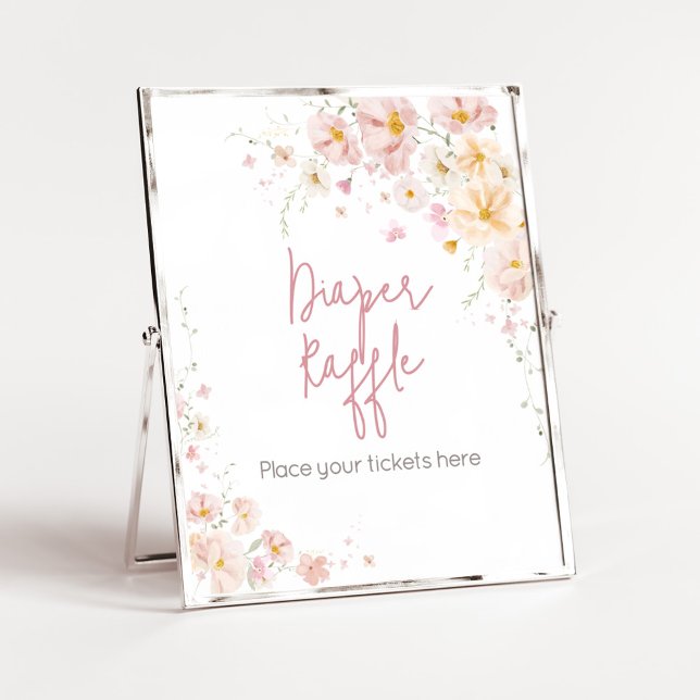 Wildblume Baby in Bloom Baby Dusche Windeln Raffel Poster (Baby in Bloom Baby Shower Diaper Raffle Sign)