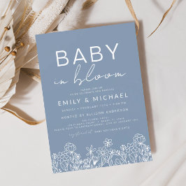 Wildblume Baby in Bloom Baby Shower Dusty Blue Einladung