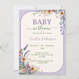 Wildblume Baby in Bloom Dusty Violet Babydusche Einladung