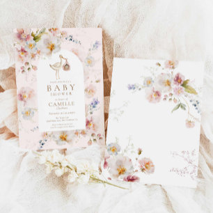 Wildblume Baby in Bloom Girl Babydusche Einladung