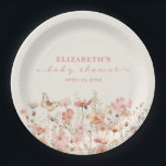 Wildblume Baby in Bloom Girl Babydusche Pappteller<br><div class="desc">Eine elegante pinkfarbene schicke Wildblume "Baby in Boom" Mädchen Dusche Party Papiertüte. Entworfen für Sie von BlackBerry Boulevard.</div>