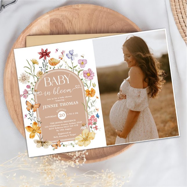Wildblume Baby in Bloom Girl Dusche Foto Einladung (Von Creator hochgeladen)