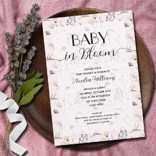 Wildblume Baby in Bloom Pink Girl Dusche Einladung