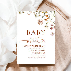 Wildblume Baby in Bloom Terracotta Kinderdusche Einladung