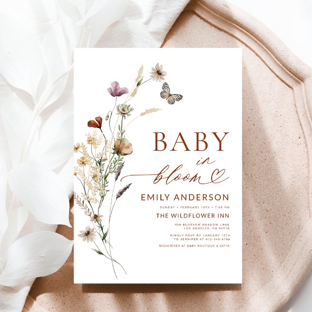 Wildblume Baby in Bloom Terracotta Kinderdusche Einladung (Von Creator hochgeladen)