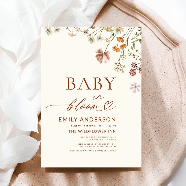 Wildblume Baby in Bloom Terracotta Kinderdusche Einladung (Von Creator hochgeladen)