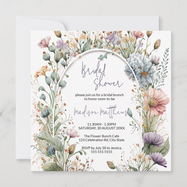 Wildblume Baby in Bloom Watercolor Brautparty Einladung (Vorderseite)