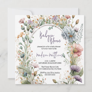 Wildblume Baby in Bloom Watercolor Kinderdusche Einladung