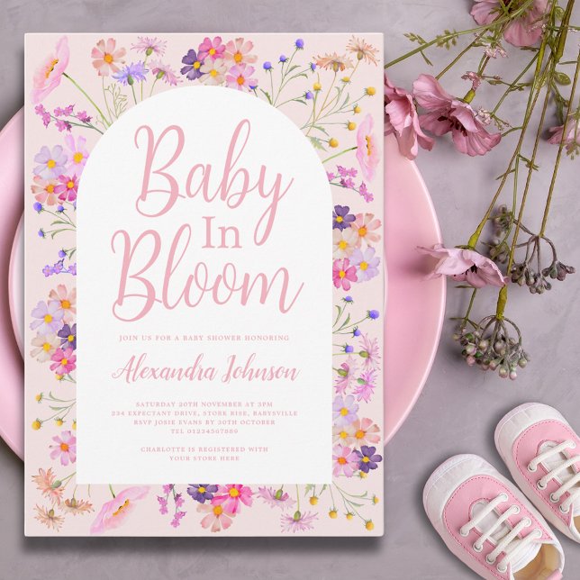 Wildblume Baby in blühender Mädchendusche Einladung (Baby in bloom girl baby shower invitation)