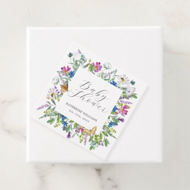 Wildblume Baby in Blütendusche Geschenkanhänger (Beispiel)
