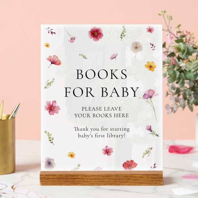 Wildblume Baby Shower Books for Baby Acrylschild (Von Creator hochgeladen)