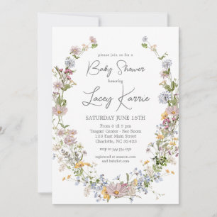 Wildblume Baby Shower Einladung, Boho Floral Einladung