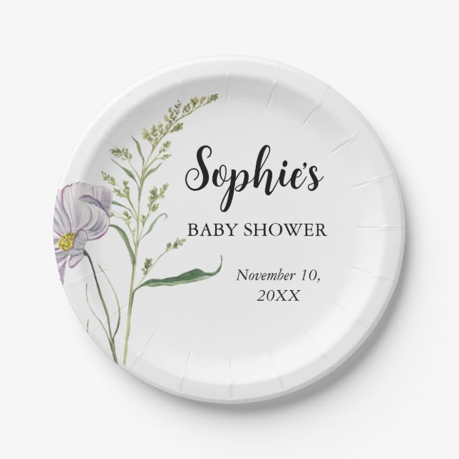 Wildblume Baby Shower Paper Plate Pappteller (Vorderseite)