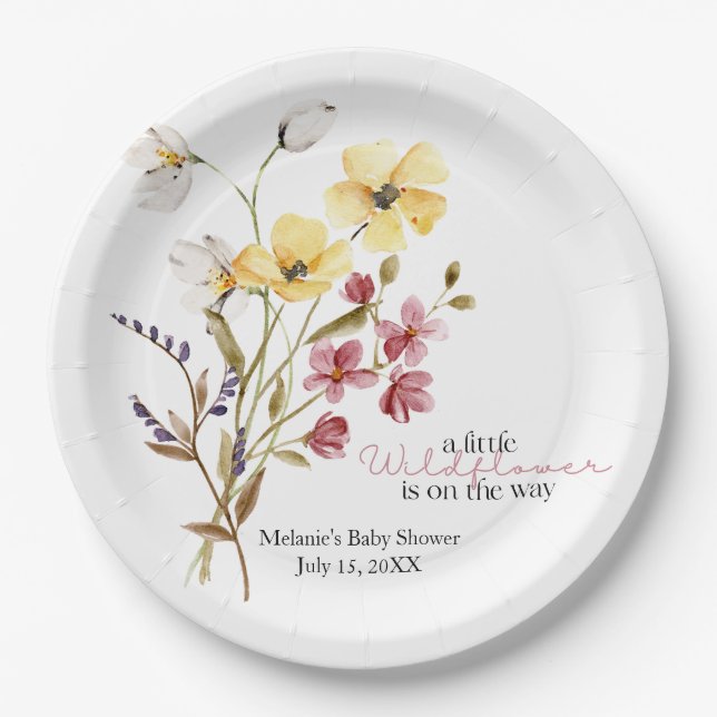 Wildblume Baby Shower Paper Plate Pappteller (Vorderseite)