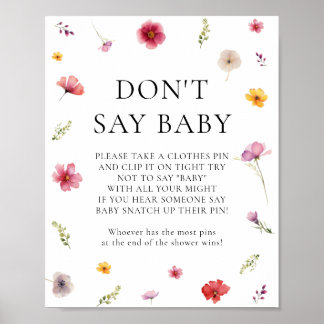 Wildblume Baby Shower Say Baby Game nicht Poster