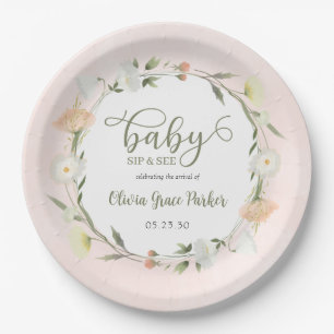 Wildblume Baby Sip und sehen Pappteller