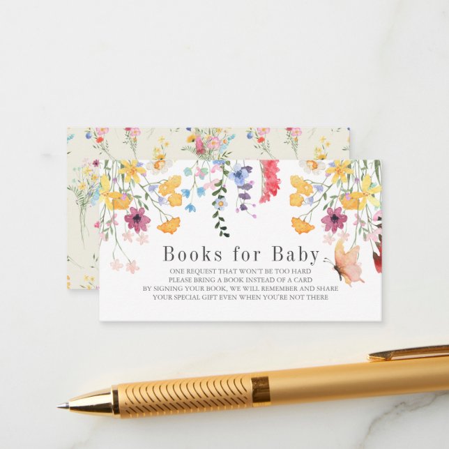Wildblume Babyduschbücher für Kinder Begleitkarte (Vorderseite/Rückseite Beispiel)
